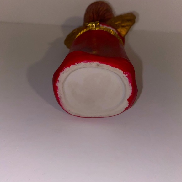 Vintage Red Porcelain metal gold hinged golden winged “Angel Trinket Box” - Picture 6 of 6